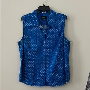 Liz Claiborne Blue Polka Dot Sleeveless Shirt
